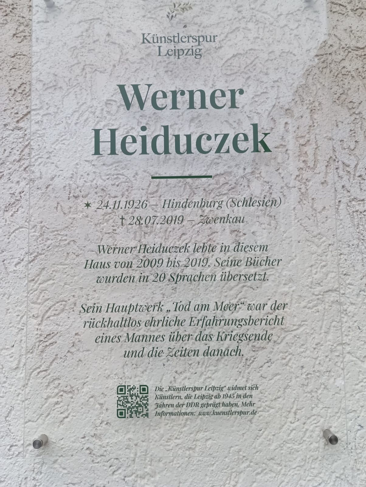 Gedenkplakette Werner Heiduczek