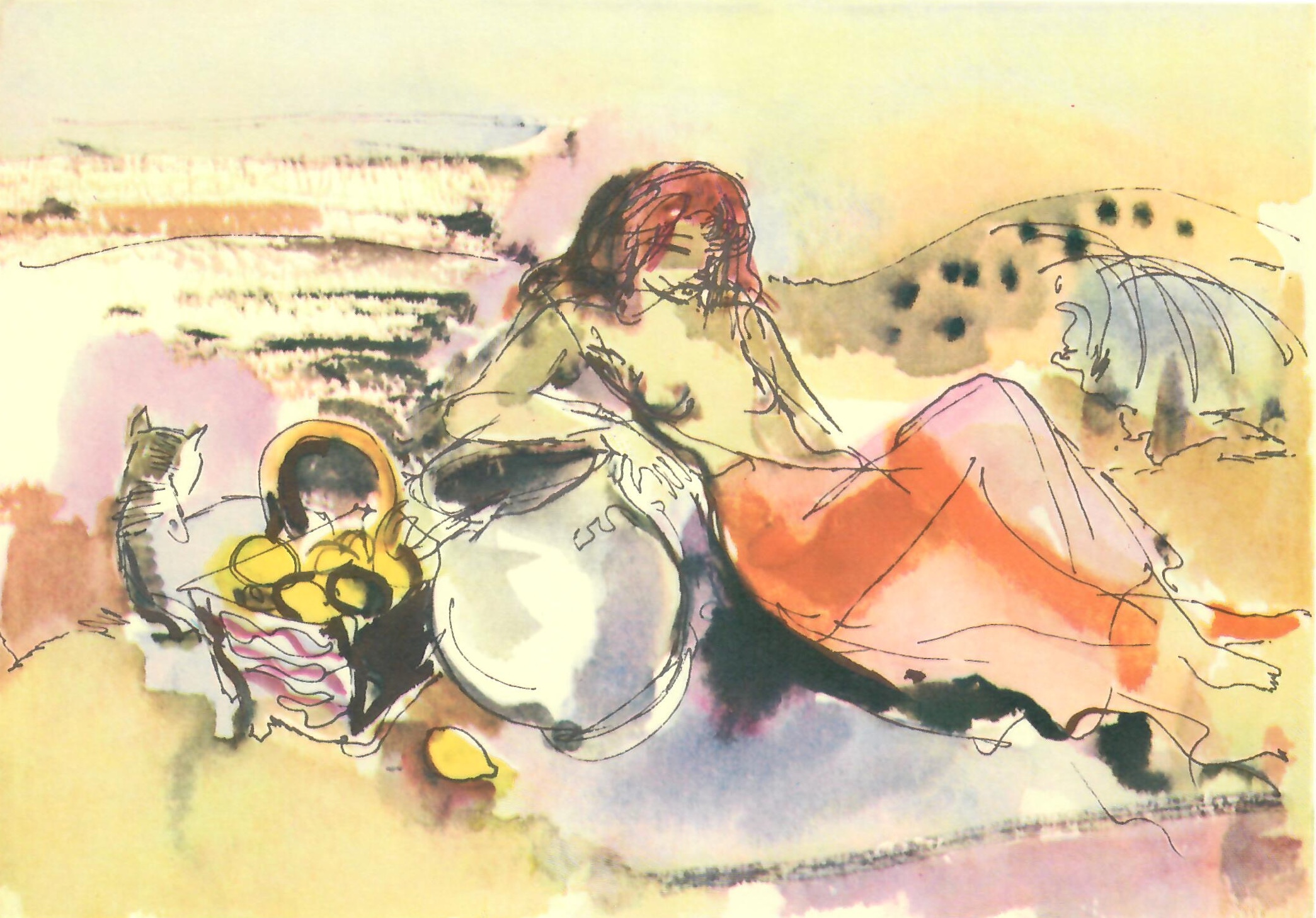 Zeichnung von Maler Max Schwimmer (Frau)