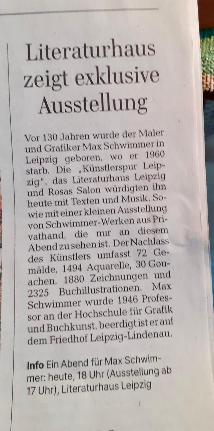 LVZ Beitrag zu Max Schwimmer