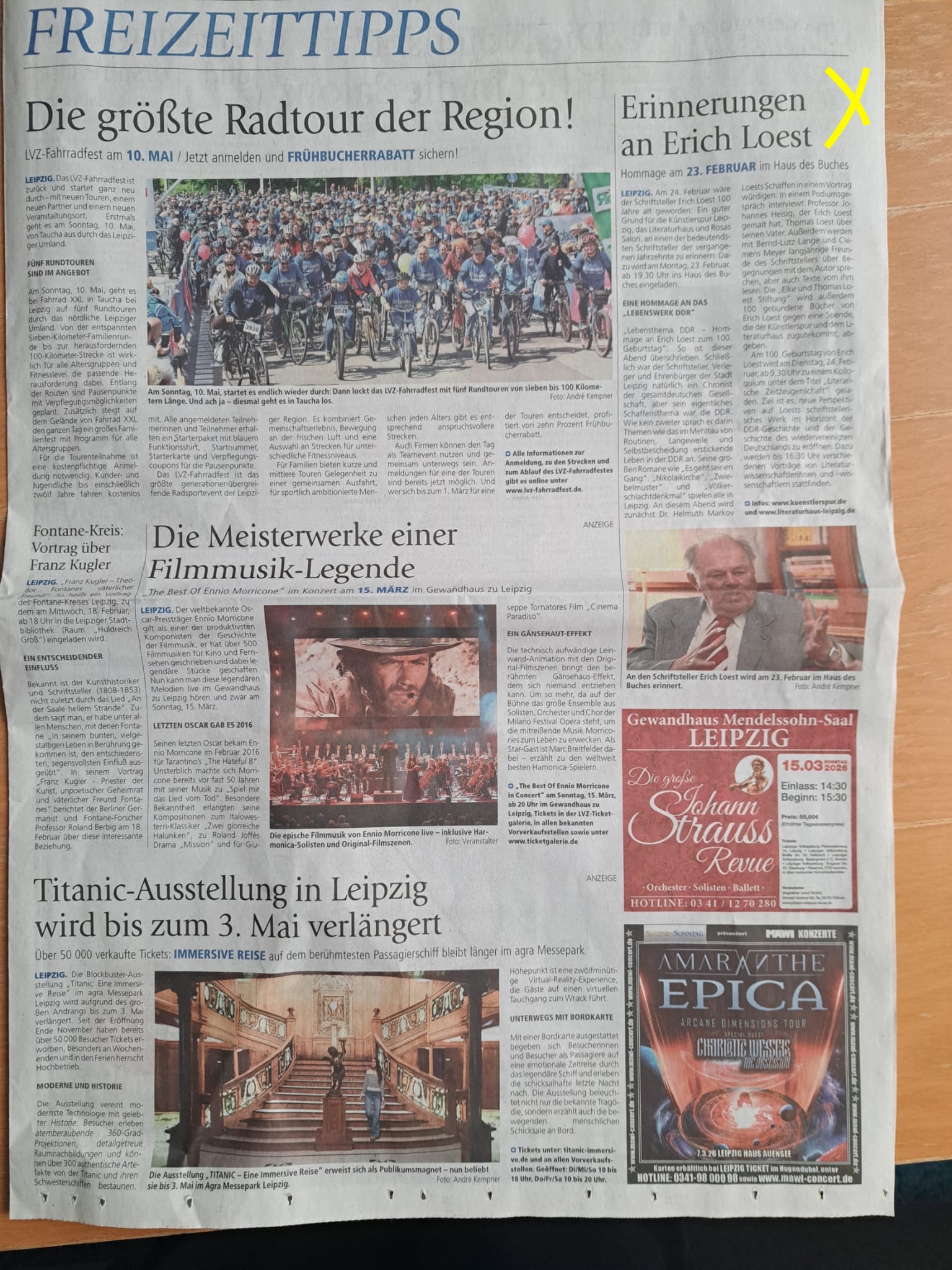 LVZ Beitrag zu Würdigung der Künstlerspur Leipzig (2026) für Schriftsteller Erich Loest und seine Familie in Leipzig